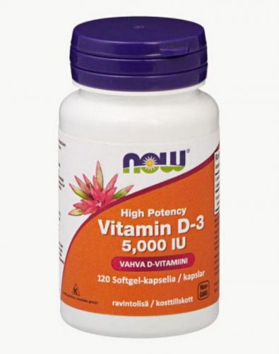 NOW Foods Vitamin D-3 5000 IU, 120 kaps.