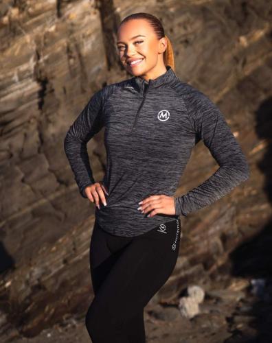M-Sportswear Outlet Long Sleeve Workout Shirt, Black Melange