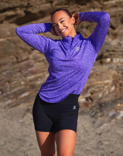 M-Sportswear Outlet Long Sleeve Workout Shirt, Violet Melange